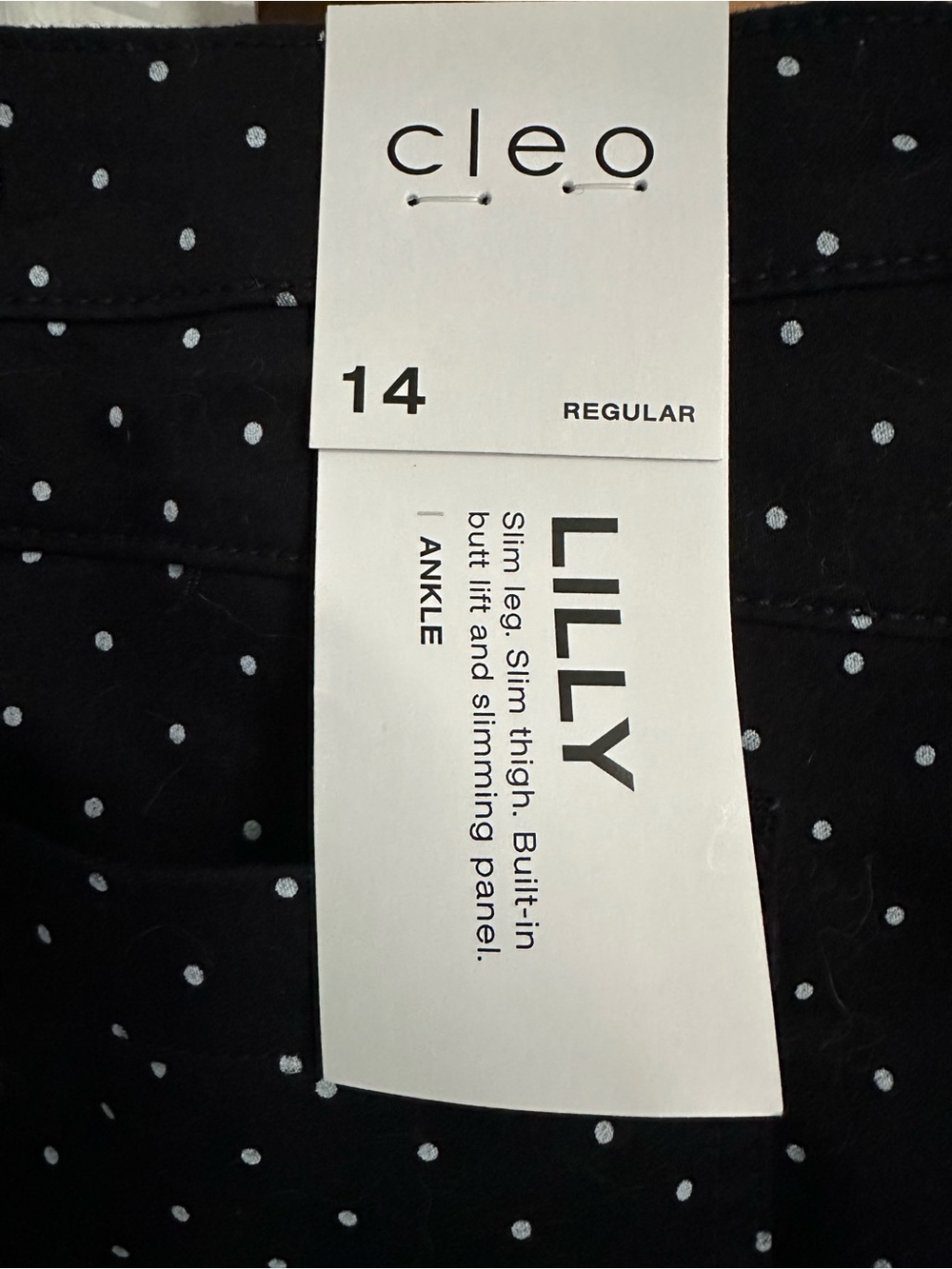 cleo LILLY Black with White Polka Dot Ankle Pants